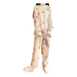 Pijama Casual De Mujer Coral Polar Cálido Invierno