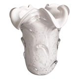 Vaso De Vidro Branco Murano 19 X 24cm- Btc