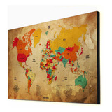 Mapa Mundial En Cuadro De 100x70 Cm - Mapamundi - Decoración