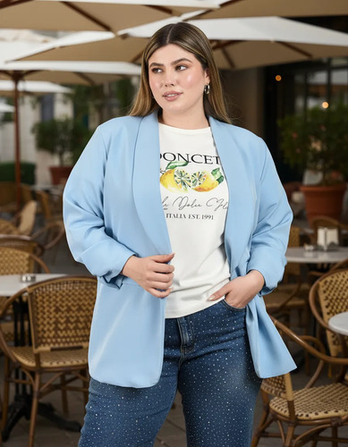 Blazer Manga 3\u002F4 Roman Fashion\u002Ftalla Extra, 12255 Azul Cielo | Envío gratis