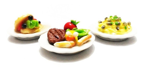 Set S1 Varios Platillos Comida Miniatura Para Casa De Muñeca