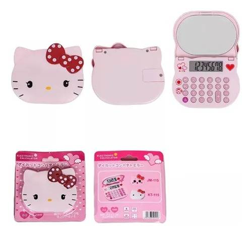 Calculadora Lcd Escolar Con Espejo Hello Kitty