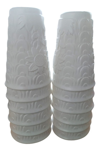 12 Floreros De Plastico Reciclado Blancos 24.5 Cm De Alto