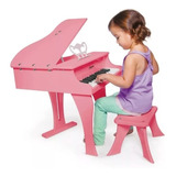 Piano De Cola Infantil Niño Niña Bebe Madera Didactico Banco Color Rosa