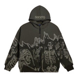 Sudadera Gótica Con Estampado De Calaveras En Llamas