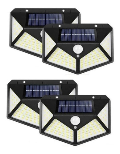 X4 Foco Solar 100 Led Con Censor De Movimiento 