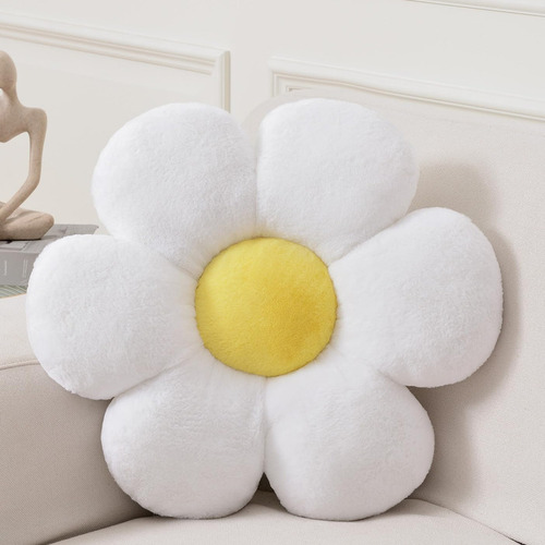 Vdoioe Almohada De Flores Blancas, Cojín De Piso De 19,6 Pu