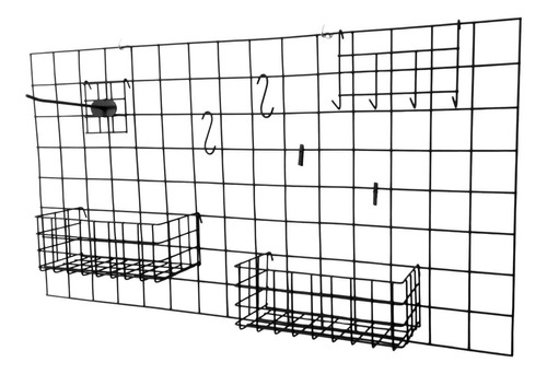 Organizador Pared Grilla Metálica 75 X 40 + 2 Canastos