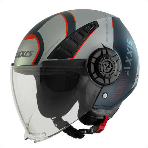 Capacete S Metro Axxis Techno B2 Cinza Vermelho Aberto