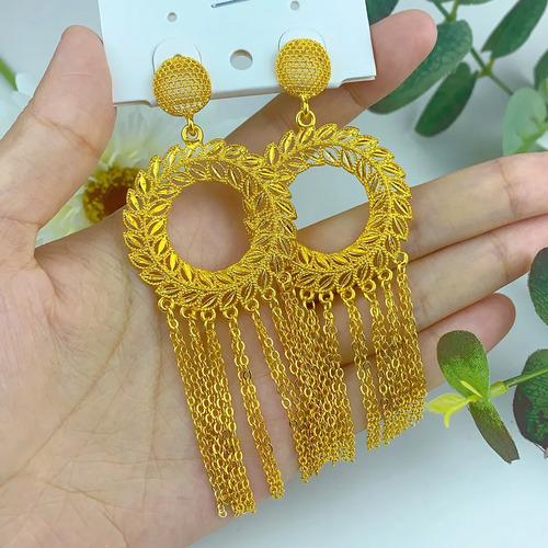 Pendientes Largos De Boda Chapados En Oro Para Novia De Orie