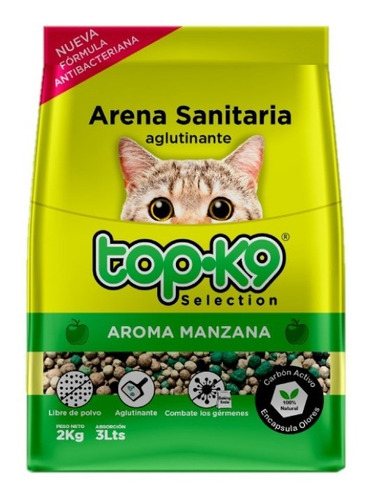 Arena Sanitaria Aglutinante Top-k9 Pack 2 Kg Aromas Varios