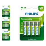 16 Pilhas Recarregaveis Aa Philips  (4  Cart)