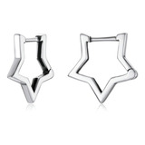 Aretes Huggies Broche Estrella Plata S925 