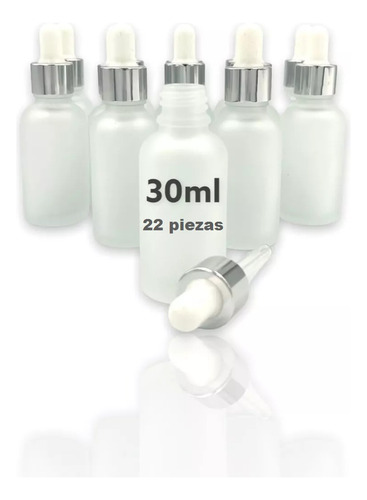 20 Goteros 30ml Vidrio Frost Esmeril Transp. Plata Blanco