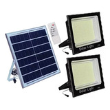 2 Focos Solar De 400 Watts  + Panel Solar Ip67 + 2 Cables