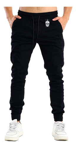 Calça Jogger Masculina Jeans Sarja Camuflada Elástico Lycra