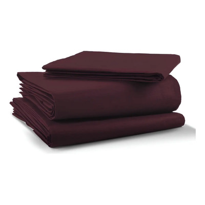 Juego De Sábanas Queen Size Rebeca Algodón Percal 200 Liso Color Vino