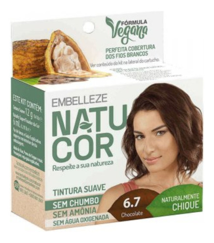 Kit Tintura Natucor  Tinta De Cabelo Tom 6.7 Chocolate Para Cabelo