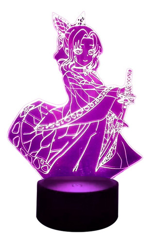 Lámpara 3d Shinobu Kocho Demon Slayer Base Negra + Pilas