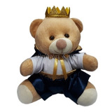 Urso Principe Manto Azul Marinho 18cm - Nicho Quarto Bebê