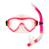 Kit Máscara+snorkel Válvula+quebra Ondas Cetus New Parma Pro Cor Rosa