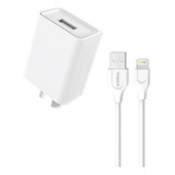 Cargador De Pared Cabezal + Cable Para iPhone 2.1 Amperes Color Blanco