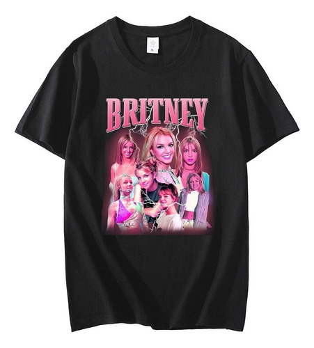 Alm Britney Spears Beautiful Photo Print Camiseta Negra