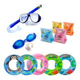 Kit Férias Infantil Snorkel Óculos Boia Praia Piscina Verão