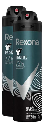Kit 2 Desodorante Rexona Men Invisible 72h 150ml