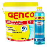 Kit Limpeza Piscina Balde Cloro 10kg + Limpa Bordas 1l Genco