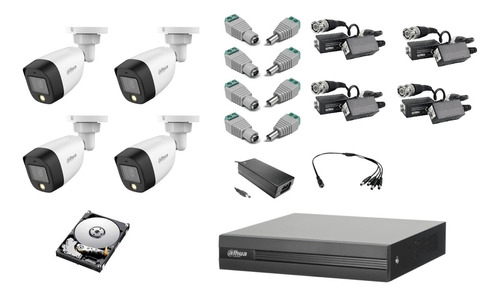 Kit De 4 Camaras Dahua De 5mp Dvr 4ch 5mp Baluns Y Conector