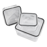 Set De 3 Contenedores Con Tapa Plástico Freezer Microondas