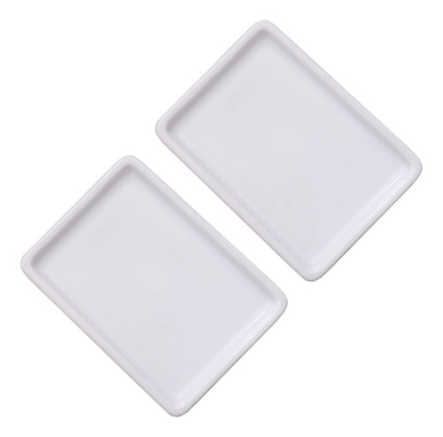 2 Bandejas De Cermica Pequeas Rectangulares, Color Blanco, B