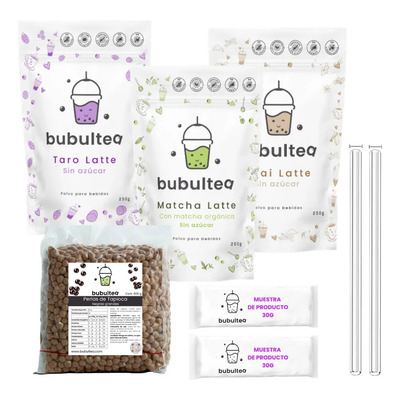Taro, Matcha, Chai Y Perlas De Tapioca Pack Para Bubba 250 G