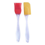 Set Pincel Y Espatula De Silicona Mango Plastico Chico