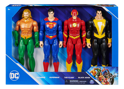 Dc  Spin Master Set 4 Figuras: Aquaman, Superman, Flash, Black Adam 30.48 Cm