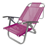 Cadeira De Praia Reclinável Botafogo Pvc - Rosa