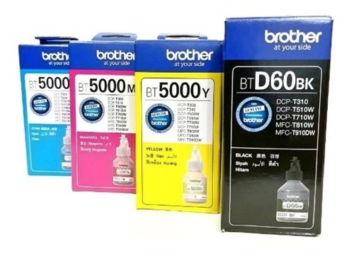 Kit De 4 Tintas Originales Brother -d60bk Bt5001 C M Y K