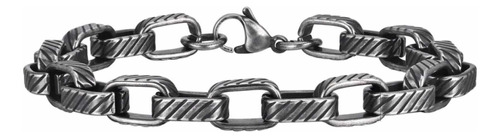 Pulseira Masculina Elo Quadrado Rústica Grossa Estilo Viking