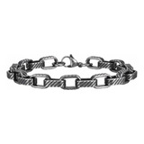 Pulseira Masculina Elo Quadrado Rústica Grossa Estilo Viking