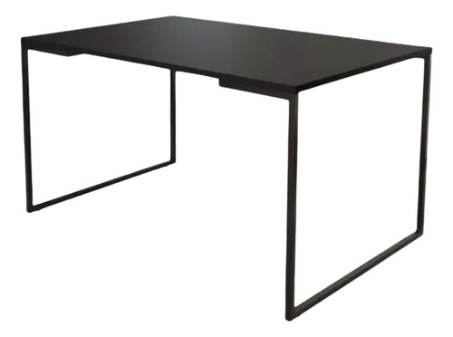 Mesa De Escritório Tampo Preto Pé Preto Moderno 100x49,5