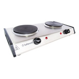 Fogão Cooktop 2 Bocas Portátil Elétrico De Mesa Aço Escovado