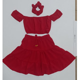 Roupa Infantil Conjunto Saia Babado E Cropped Ciganinha 