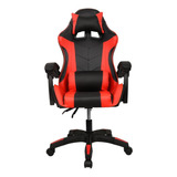 Cadeira Escritório Gamer Ergonômica Reclinável C Massageador Cor Preto/vermelho Material Do Estofamento Couro Sintético