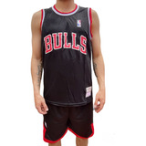 Conjunto Basquetbol - Nba Niño Y Adulto  Bulls Negro