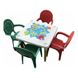 Juego Mesa Infantil Con Cuatro Sillas