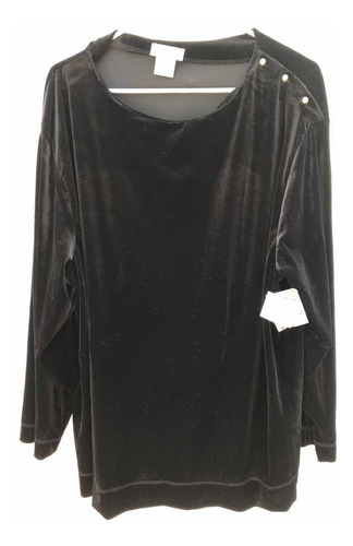 Blusa Kate Hill Talla Extra 2x Terciopelo Negro Elegante