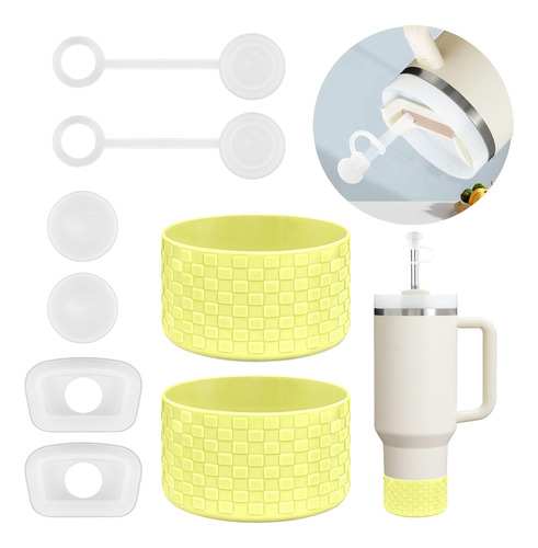 Para Stanley Straw 2.0 Vaso+funda Tartán Silicona  8pcs