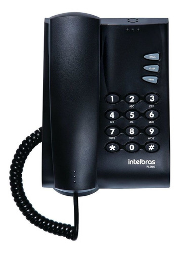 Telefone Com Fio Sem Chave 3 Funções Intelbras Pleno Preto