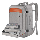 Mochila De Viaje Vancropak 1215 Mochilas De Viaje 50l Mochila Viaje Con Tres Bolsos Gris Y Naranja